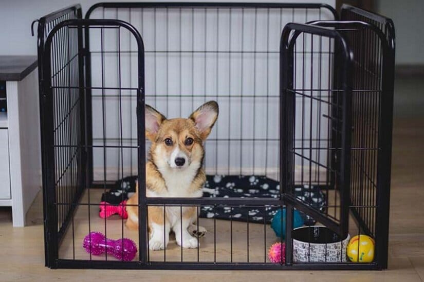 Puppy in crate