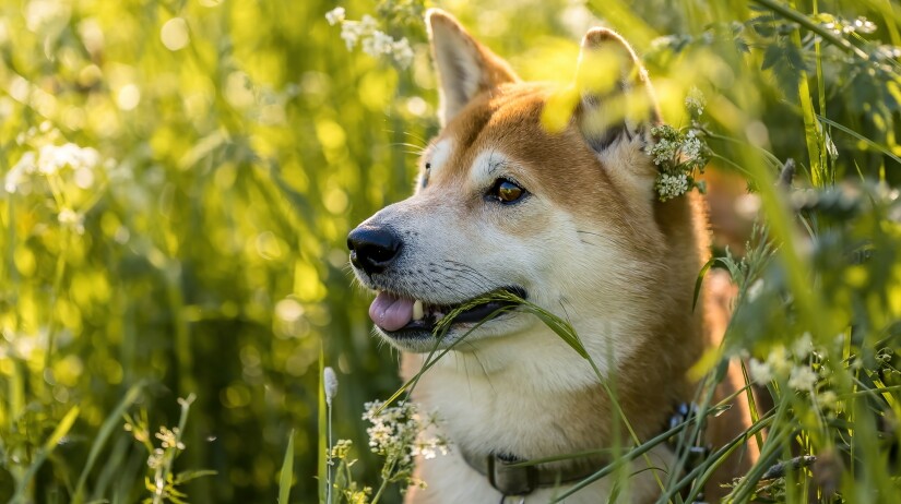 Shiba Inu in the tall grass